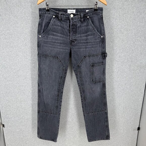 Frame Womens Le Slouch Utility Carpenter Double Front Jeans Size 26 Blackwater - Picture 1 of 16
